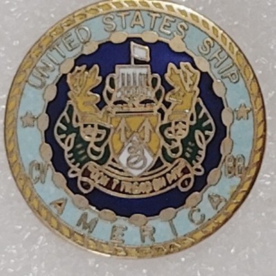 U.S. Navy USS America CV-66 Novelty Hat/Lapel/Brooch Pin, Enamel Metal
