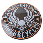 Vintage Harley Davidson Motorcycle Sign - Skull & Wings Gas Pump Porcelain Sign