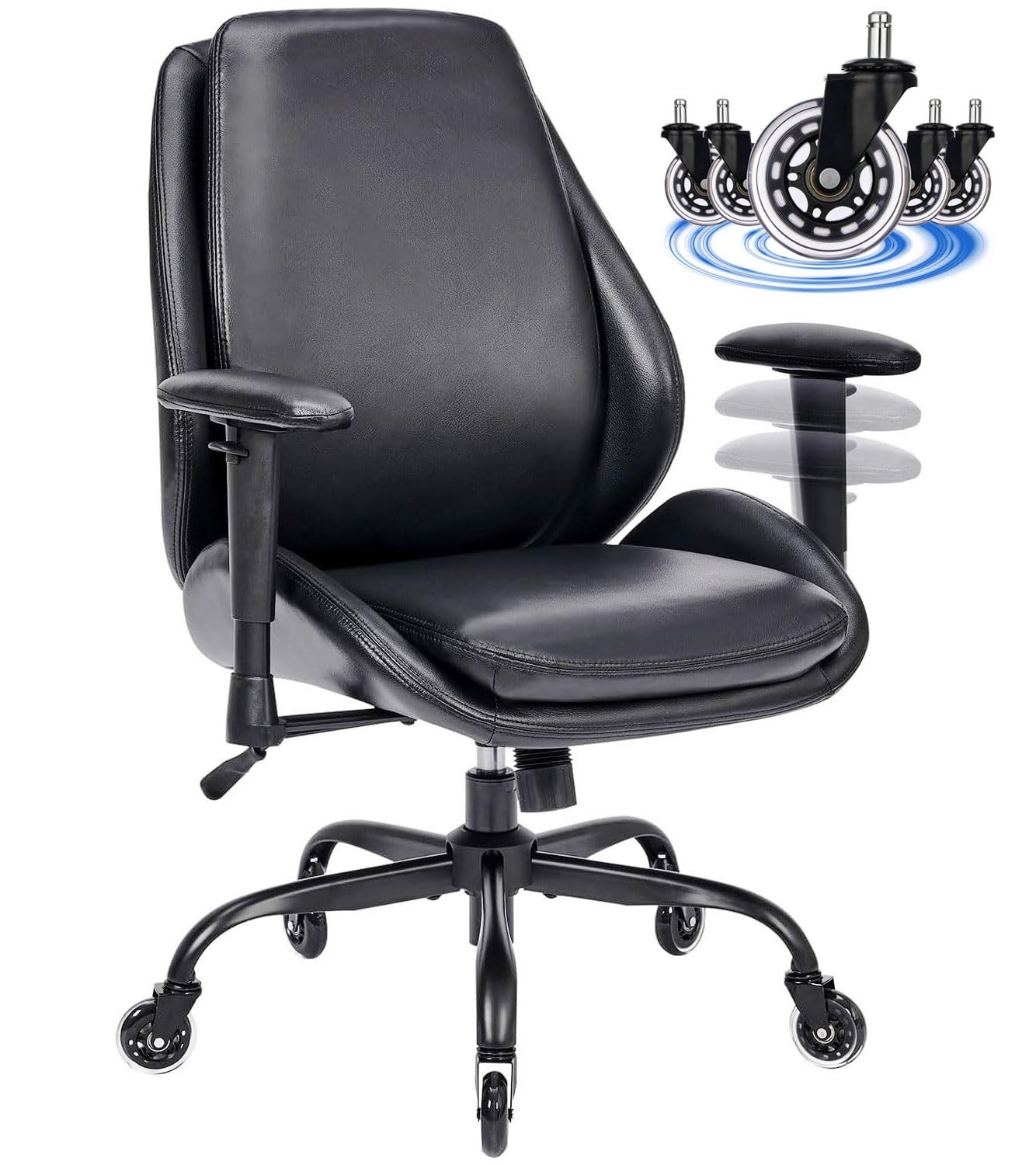 With Rubber Wheels, Big And Tall Office Chair, Ergonomic Off
