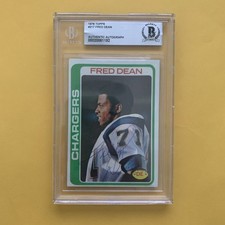 Fred Dean SIGNED rookie card RC, 1978 Topps #217, San Diego Chargers, HOF. rookie card picture