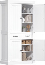 183Cm Tall Kitchen Cabinet with 4 Doors & Drawer, Pantry Cupboard 2 Adjustable S