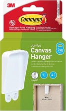 Command Jumbo Canvas Hanger Hook, Pack of 1 Hook and 4 Adhesive Strips, White 5.00 per strip