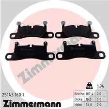 Rear axle Zimmermann 25143.160.1 brake pad set, disc brake for Porsche