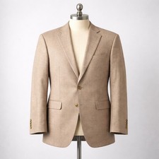 Ermenegildo Zegna Su Misura Pure Cashmere Mens Blazer Jacket Tan Size 54L