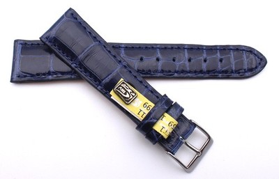 Uhrenarmband 20mm Kroko Louisiana Alligator, Made Germany 20/16mm blau, shiny