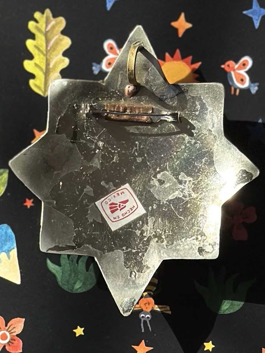 Vintage Celestial Sun Statement Brooch Copper Ton… - image 3