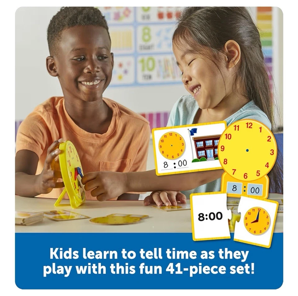Juego de actividades de tiempo para niños de recursos de aprendizaje 41 piezas, edades 5+ juego de aprendizaje de reloj Foto 2 de 4
