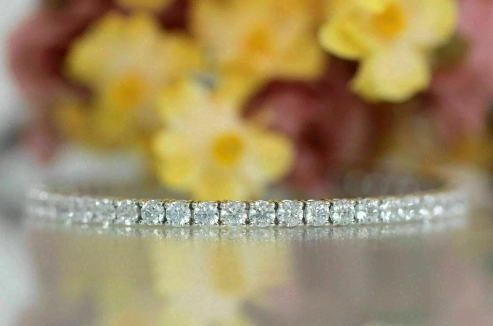 4MM 10k White Gold Prong Set Tennis Bracelet Round 11.00Ct Lab Created Diamond - Image 3 of 4