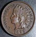 1898 INDIAN HEAD CENT - With LIBERTY & Near 4 DIAMONDS - AU UNC