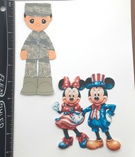 Lot of 2 Patriotic Soldier Mickey Minnie Mouse SINGLE LAYER Embellishments 625