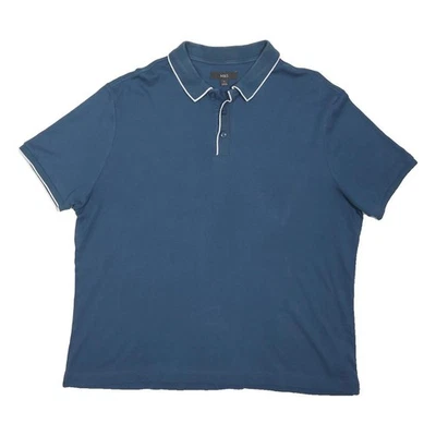 M&S Polo Pour Homme Bleu Manches Courtes Uni Coton Mélangé Taille XL Décontracté - Photo 1/4