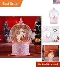 Lovely Unicorn Musical Snow Globe with Swirling Glitter – USB & Battery Operated