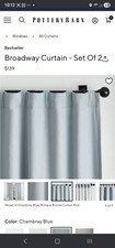 Set/ 2 Pottery Barn Broadway Curtains 50" x 108' Chambray Blue