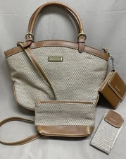 Rosetti Weaved Tweed Satchel Crossbody Bag W/Key Wallet, Purse & Phone Holder