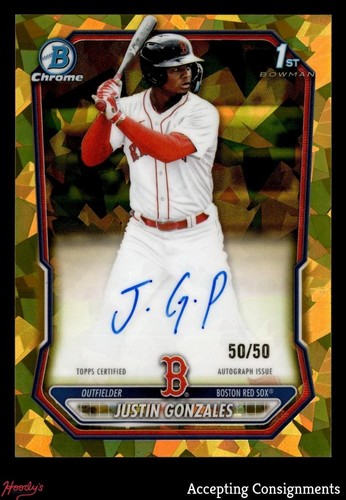 2026 Bowman Chrome Sapphire Gold Refractor Justin Gonzales 1st Rookie AUTO 50/50