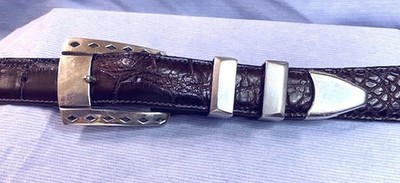 VINTAGE ESTATE DOUGLAS MAGNUS STERLING BUCKLE CHACON ALLIGATOR BELT