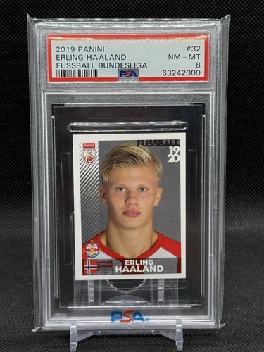 Erling Haaland 2019 Panini Fussball Bundesliga Soccer #32 RC Rookie PSA 8 Norway