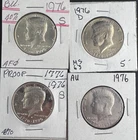 Lot of 4 1976 Bicentennial Kennedy Half Dollars Silver & Clad Mixed Coins