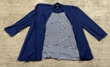 Notations Top Womens XL Blue Built in Cardigan 3/4 Sleeve Made in USA Casual