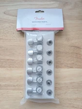 Genuine Fender CHROME LOCKING Tuners 6-InLine 2-pin Strat/Tele F Logo Machines