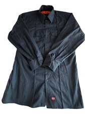 Red Kap Work Shirt Men s Large Navy Blue Long Sleeve Industrial Button Up