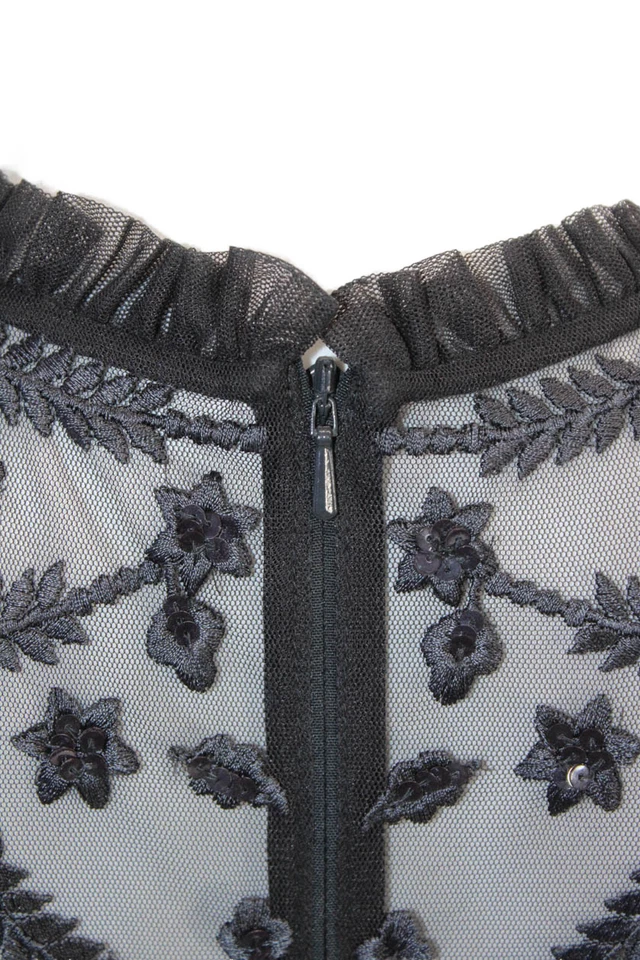 Vestido negro sin mangas con lentejuelas y panel transparente Needle & Thread para mujer talla 6 Foto 4 de 4