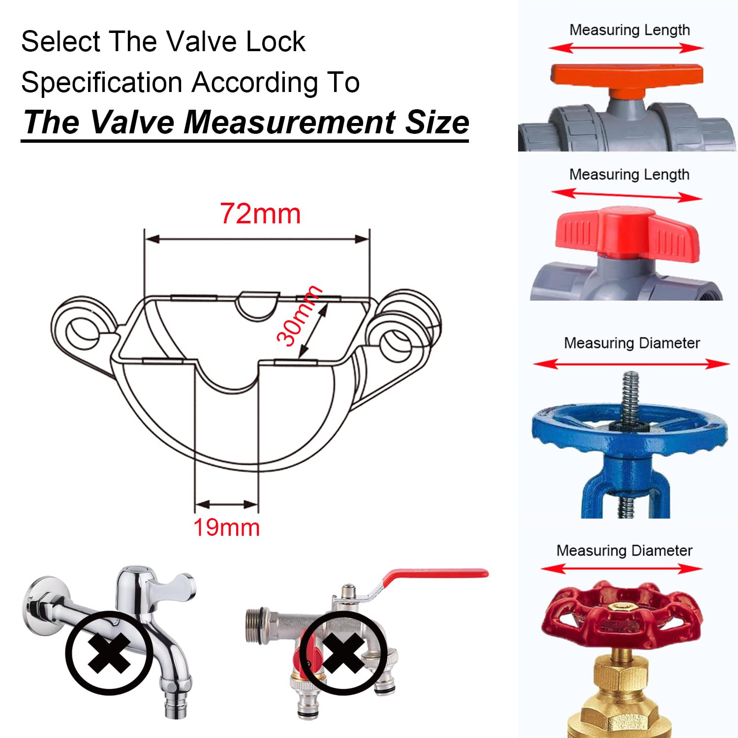 Gate Valve Lockout and Safety Padlock,1Set, Hose Bib Lock for Outdoor Faucet K