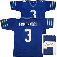 Seattle Seahawks Nick Emmanwori Signed Throwback Blue Jersey Beckett Witness