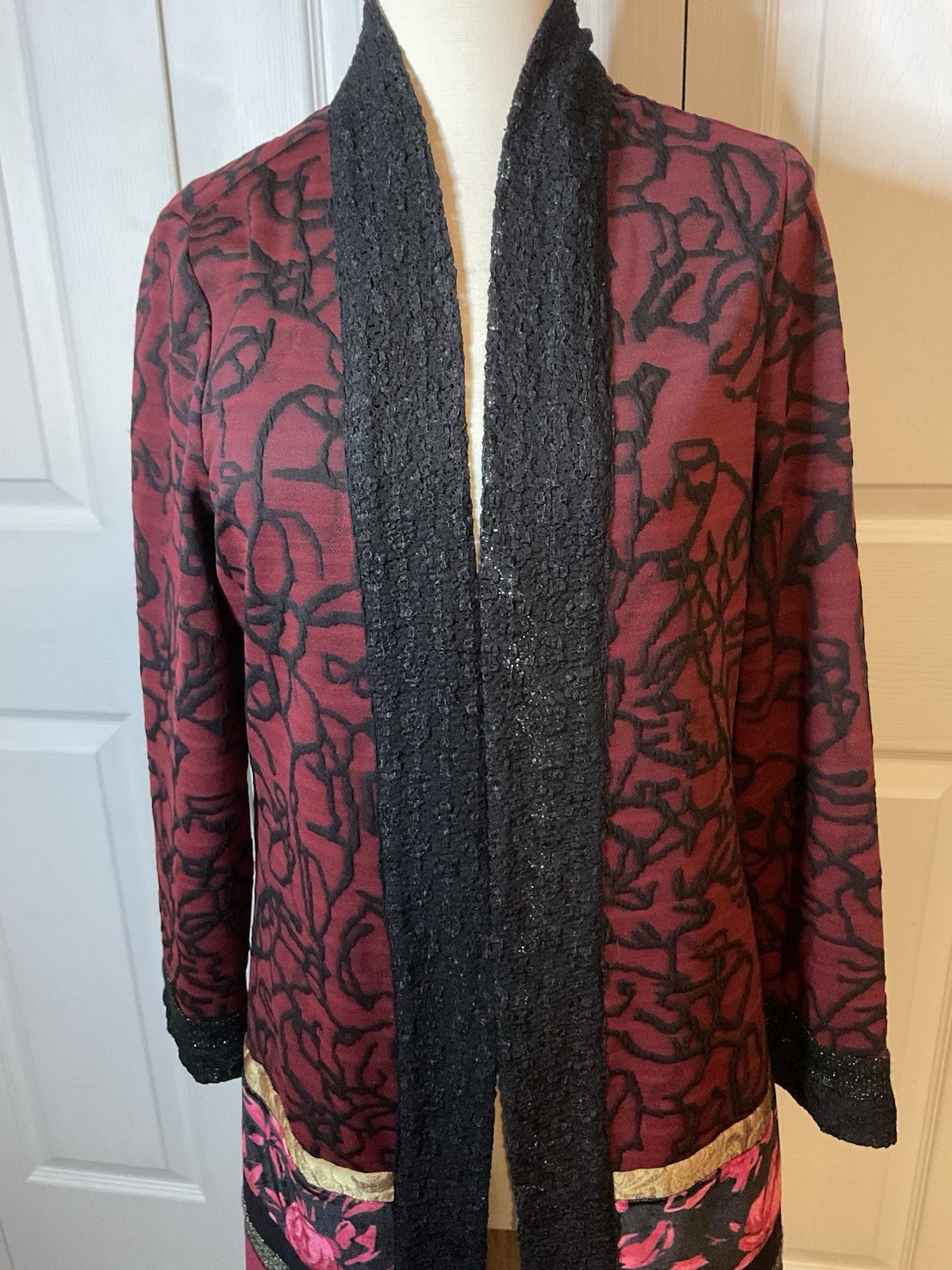 Chico’s Patchwork Embroidered Mixed Media Open Fr… - image 2