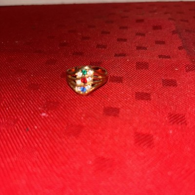 Vintage Avon Sparkling Wave Multicolor Rhinestone Gold Tone Band Ring Size 7