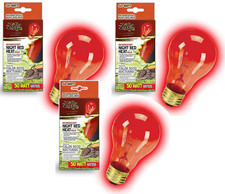 Incandescent Bulb, Night Red Heat, 50 Watt 3 Pack 