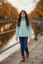 Columbia Girls Blue Fleece Zip-Up Jacket W/Zipper Pockets Size Small 7/8  EUC