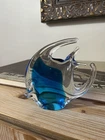 Vintage Hand Blown Glass MURANO Blue Tropical Fish Figurine Sculpture Italy Made
