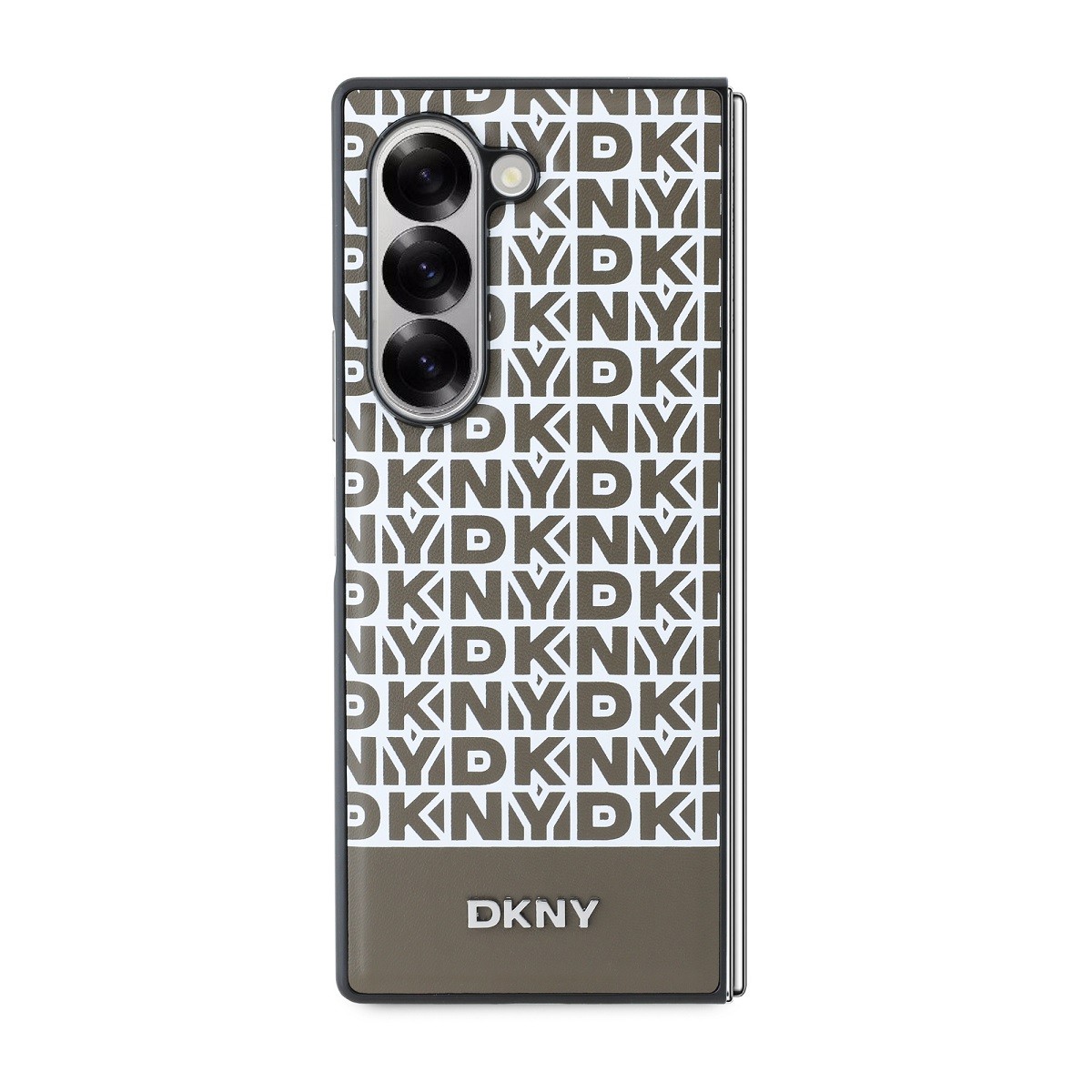 Coque DKNY Galaxy Z Fold 6 chic en cuir noir à bande premium