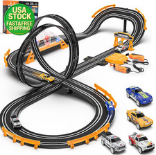 Slot Car Race Track Set 4 Cars Electric Overpass Dual Racing Game Toys Ages 6-12
