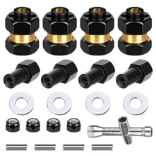4 Pieces Brass 7mm Hex Extended Wheel Hubs Wheel Spacers Axle Extension Combi...
