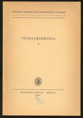n/a / Studia Grammatica I Vierte Auflage This volume only 1966