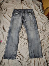 Vintage Y2K Flypaper Jeans Men's 36x32 Blue Bootcut Dark Wash Faded Denim Baggy