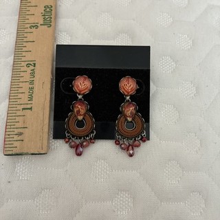 Ayala Bar crystal beaded handcrafted post dangle earrings EUC