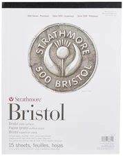 Strathmore (580-72 500 Series Bristol, 2-Ply Plate Surface, 11"x14", White, 15