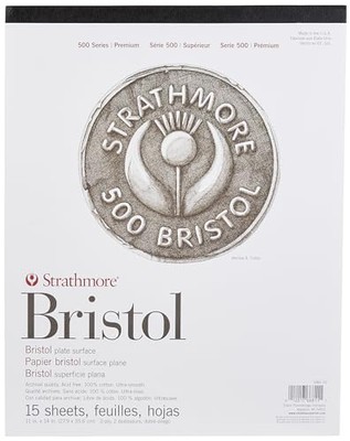 Strathmore (580-72 500 Series Bristol, 2-Ply Plate Surface, 11''x14'', White, 15