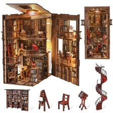 Book Nook Library Kit, DIY Miniature Dollhouse Booknook Kit, 3D Wooden Puzzle...