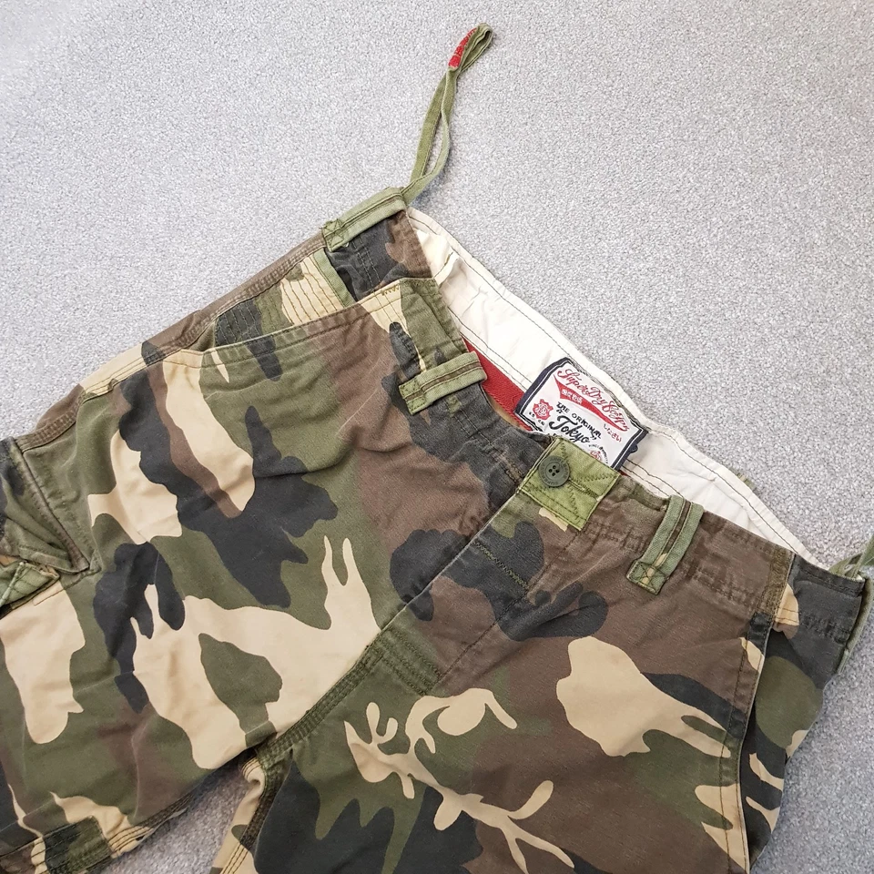 Superdry Mens Shorts Large Green Camo Cargo Utility Military Combat Field Army — 第 3/4 张图片