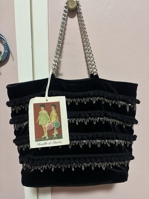 Schwarze Samt Tasche Schwestern aus Italien 