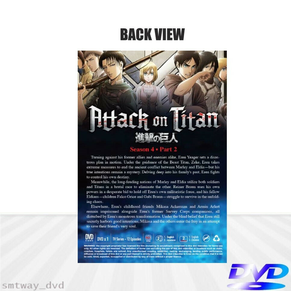 DVD ANIME ATTACK ON TITAN SEASON 4 PART 2 VOL.1-12 END REG ALL ENGLISH  DUBBED