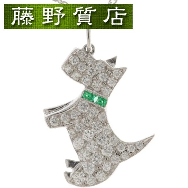 TIFFANY & Co. Ожерелье с подвеской в виде собаки изумруд бриллиант PT950 платина - Изображение 2 из 4