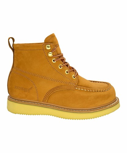 Botas de Trabajo Para Hombre Doradas 6" Mocc Puntera Suela Nubuck REDHAWK 0630 Talla 6-12 (D, M) - Imagen 1 de 5