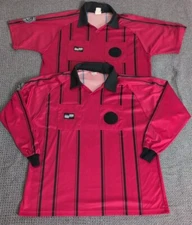 LOT 2 Official Sports International Mens Red Black Soccer Referee Shirt Size XL 
