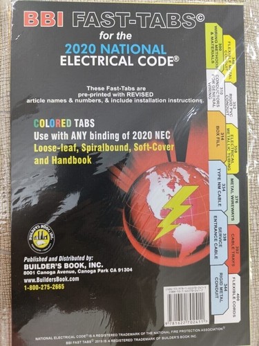 National Electrical Code NEC Colored 2020 Fast Tabs Softcover Looseleaf ...