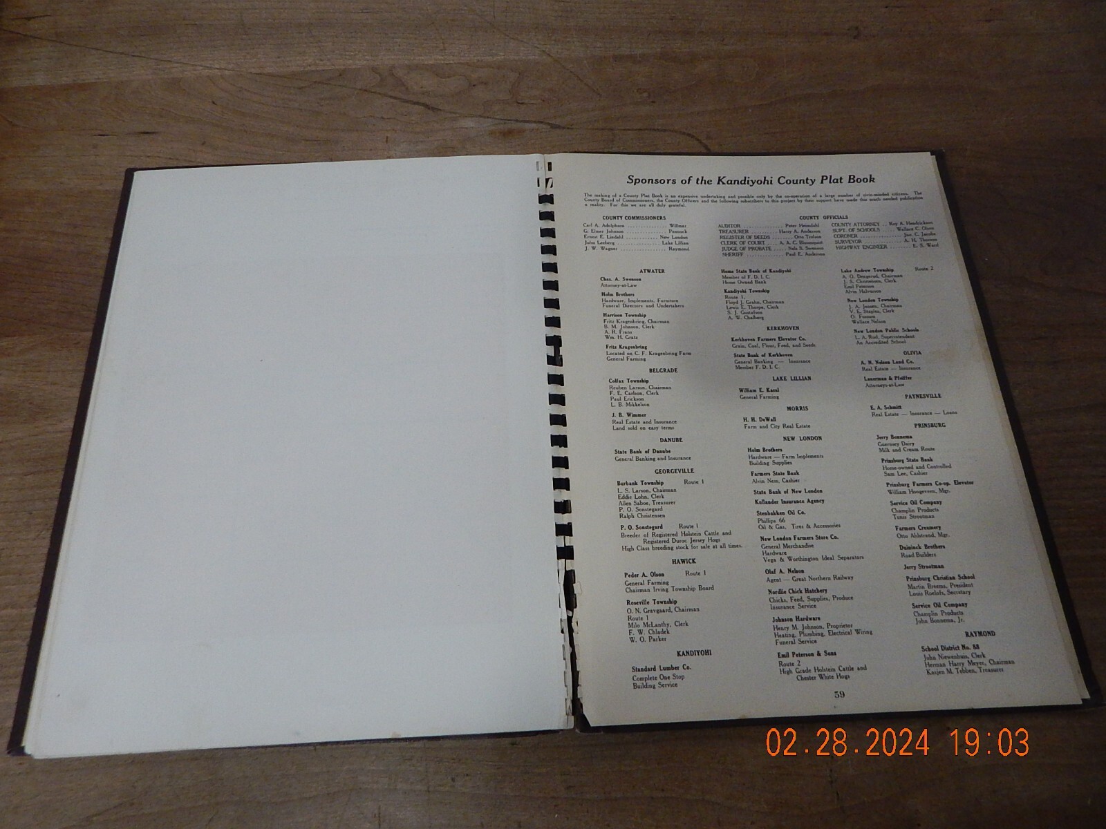 VINTAGE PLAT BOOK AND ATLAS OF KANDIYOHI COUNTY MINNESOTA 1942 NORTHER